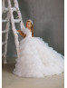 Beaded Ivory Lace Tulle Ruffled Flower Girl Dress